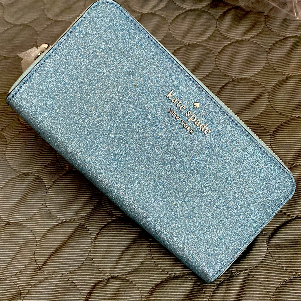 Kate Spade  metallic Blue wallet - brand new